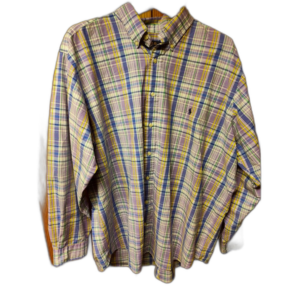 Polo Ralph Lauren preppy purple striped dress shirt size 2XL